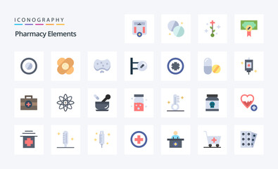 25 Pharmacy Elements Flat color icon pack