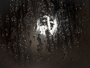 Condensated glass window at night