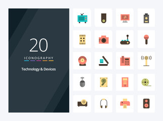 20 Devices Flat Color icon for presentation