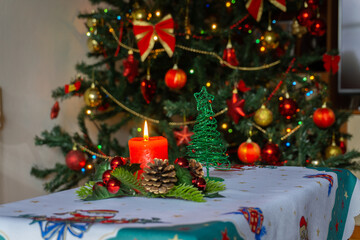 Christmas decoration on table in the living room