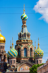 Fototapeta na wymiar Church of the Savior on Spilled Blood domes, Saint Petersburg, Russia