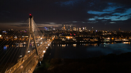 The Świętokrzyski Bridge on the background of the Warsaw © Artur