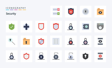 25 Security Flat color icon pack