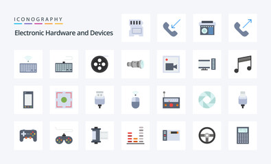 25 Devices Flat color icon pack