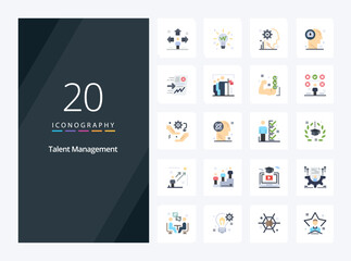 Fototapeta na wymiar 20 Talent Management Flat Color icon for presentation
