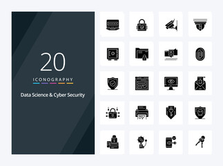 Fototapeta na wymiar 20 Data Science And Cyber Security Solid Glyph icon for presentation