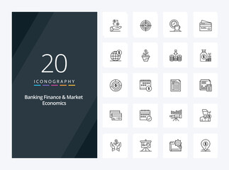 Fototapeta na wymiar 20 Banking Finance And Market Economics Outline icon for presentation