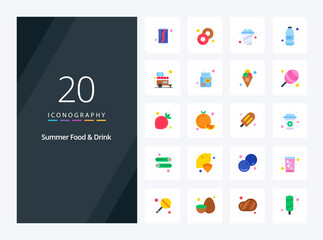 20 Summer Food  Drink Flat Color icon for presentation