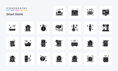 25 Smart Home Solid Glyph icon pack