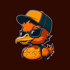 cool duck or goose character logo mascot icon for branding in cartoon vector