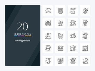 20 Morning Routine Outline icon for presentation