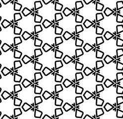 Black and white seamless pattern texture. Greyscale ornamental graphic design. Mosaic ornaments. Pattern template. Vector illustration. EPS10.