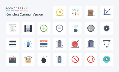 25 Complete Common Version Flat color icon pack