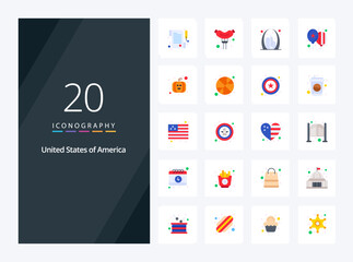 20 Usa Flat Color icon for presentation