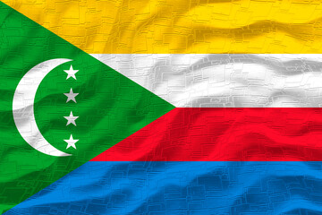 National flag of the Comoros. Background  with flag of the Comoros