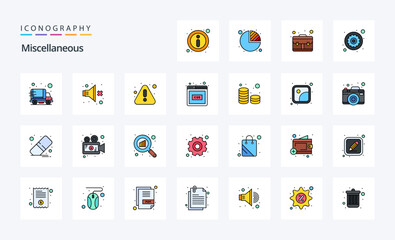 25 Miscellaneous Line Filled Style icon pack