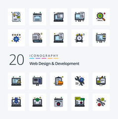 20 Web Design And Development Line Filled Color icon Pack like gear setting live service file