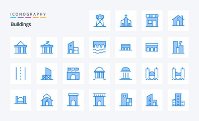 25 Buildings Blue icon pack