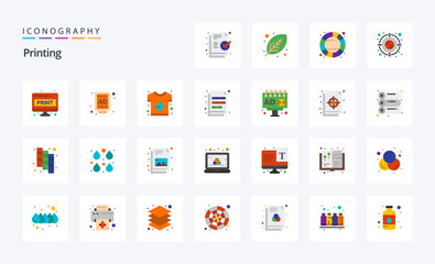 25 Printing Flat color icon pack