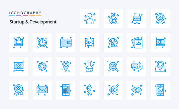 25 Startup And Develepment Blue icon pack