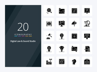 Fototapeta na wymiar 20 Digital Law And Sound Studio Solid Glyph icon for presentation