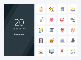 20 Employment Flat Color icon for presentation