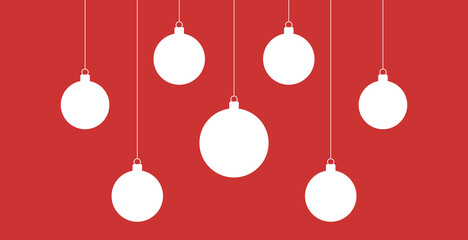 Christmas balls ornaments on background. Christmas banner design. Vector illustration.