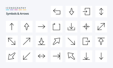 25 Symbols  Arrows Line icon pack