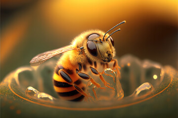 Fototapeta Bee on the flower, Bumble Bee, Generative AI  obraz