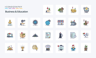 25 Business And Education Line Filled Style icon pack