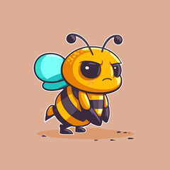 flying honey bee bumblebee character logo mascot flat vector
