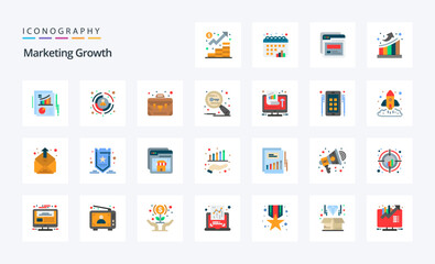25 Marketing Growth Flat color icon pack