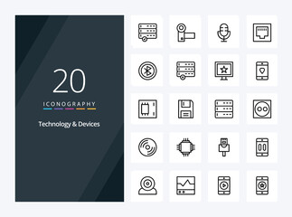20 Devices Outline icon for presentation