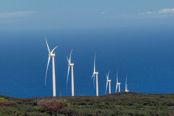 Wind turbines on the Big Island of Hawaii, Hawaii, USA