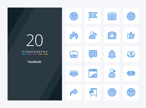 20 Facebook Blue Color icon for presentation