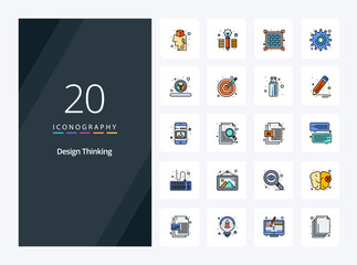 Fototapeta na wymiar 20 Design Thinking line Filled icon for presentation
