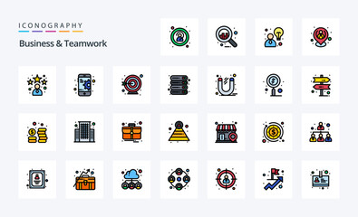25 Business And Teamwork Line Filled Style icon pack