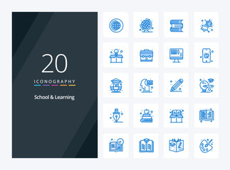 Fototapeta na wymiar 20 School And Learning Blue Color icon for presentation
