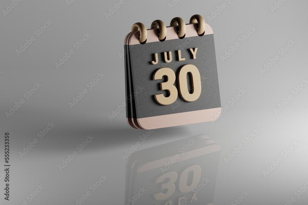 Aufkleber standing black and golden month lined desk calendar with date july 30. modern design with golden ele
