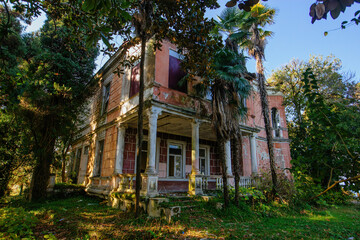Old abandoned villa. Former general Pomorsky mansion Tsikhisdziri, Adjara, Georgia