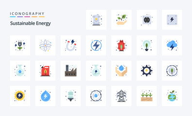 25 Sustainable Energy Flat color icon pack