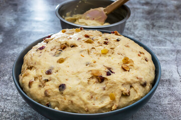 A ball of dough for making a Christmas stollen