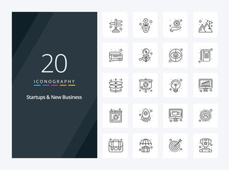 20 Startups And New Business Outline icon for presentation
