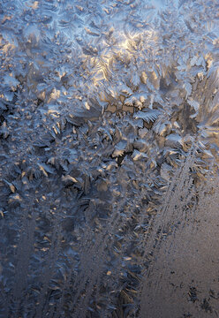 Close-up detail of ice crystals on a window; St. Moritz, Switzerland