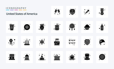 25 Usa Solid Glyph icon pack