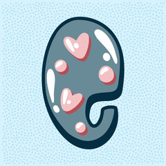 Love bubble alphabet with heart text, letter G