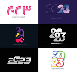 Big Set of 2023 Happy New Year logo text design 2023 number design template