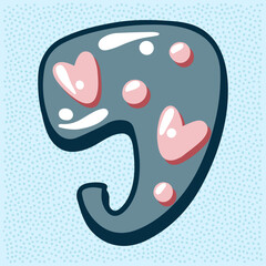 Love bubble alphabet with heart text, letter J