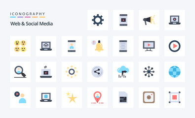 25 Web And Social Media Flat color icon pack