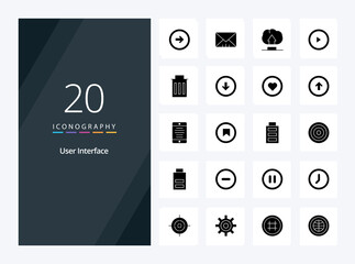 20 User Interface Solid Glyph icon for presentation